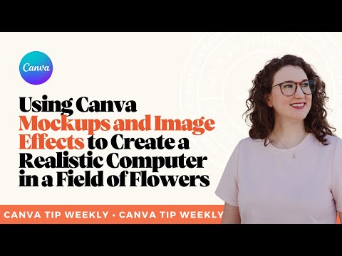 Using Canva Mockups and Image Effects to Create a Realistic Computer in a Field of Flowers